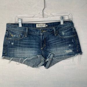 VTG Abercrombie & Fitch Women's Micro mini shorts Blue Distressed size 6